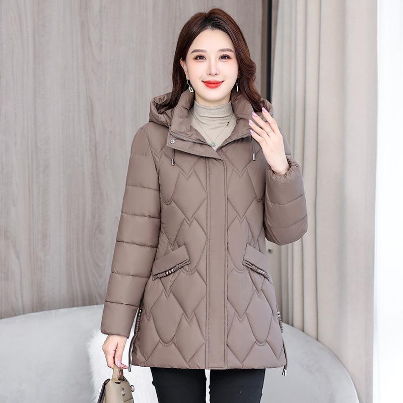 

2025 зимнее пуховое хлопковое пальто короткое модное женское осенне-зимнее пальто большого размера 5XL светло-коричневого