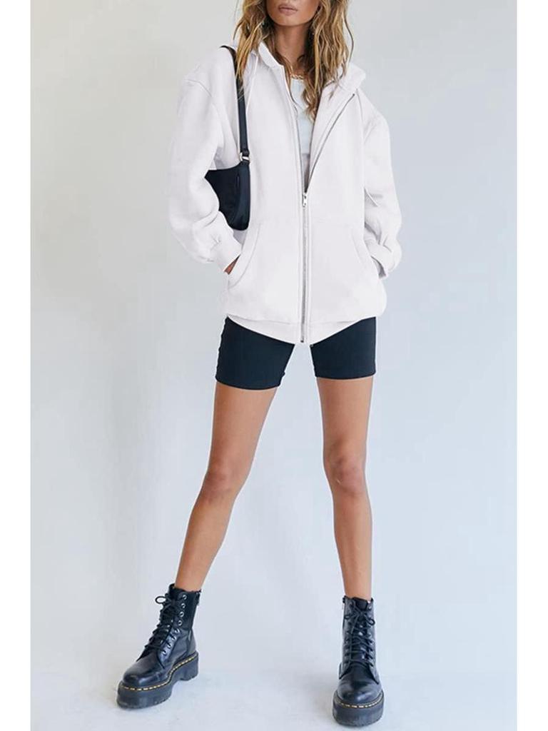 Teen Casual Zipper Hoodie with Turn-down Collar