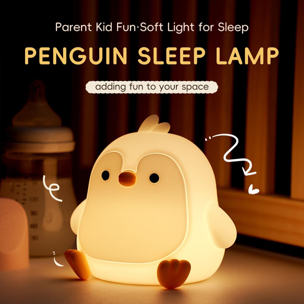 D2 Cute RGB 7 Colors Silicone Penguin Night Light Rechargeable Sleeping Nursery Nightlights Touch Sensor For Beside Table Lamp