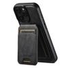SUTENI M5 For iPhone 16 Pro Magnetic Case with Card Bag Cowhide Texture Leather Phone Back Cover