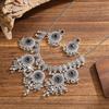 Exaggerated Indian-Style Rhinestone Tassel Necklace & Retro Ethnic Earrings Set