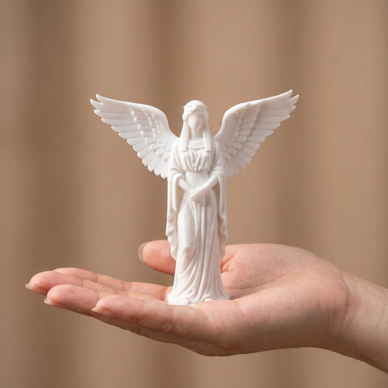 3D-gedruckte Schutzengel-Figur Weißgold Betende Religiöse Statue für Garten Fensterbank Dekoration Einweihungsgeschenk