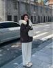 Women's Autumn and Winter Coat Solid Color Horn Button Hooded Fur Collar Loose Thickened Windproof Women's Jacket