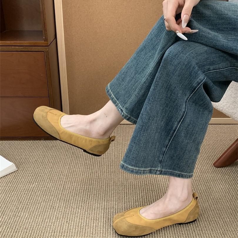 Flat-bottomed split-toed pig's trotters single shoes women's shoes 2025 new spring horseshoe thumb pig's feet shallow beanie shoes