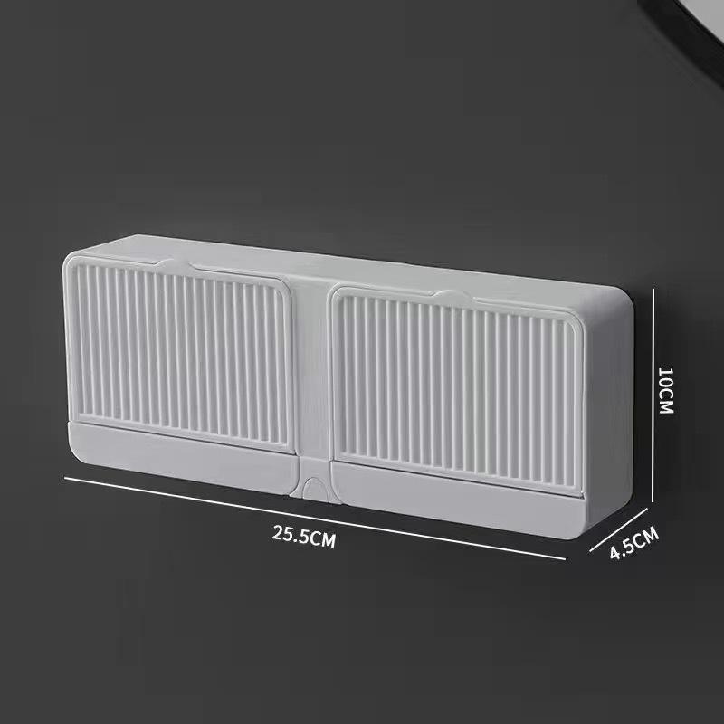 Wall-Mounted Soap Dish with Lid - No Punching Required, Creative Design, High-End Bathroom Soap Holder, Draining Box