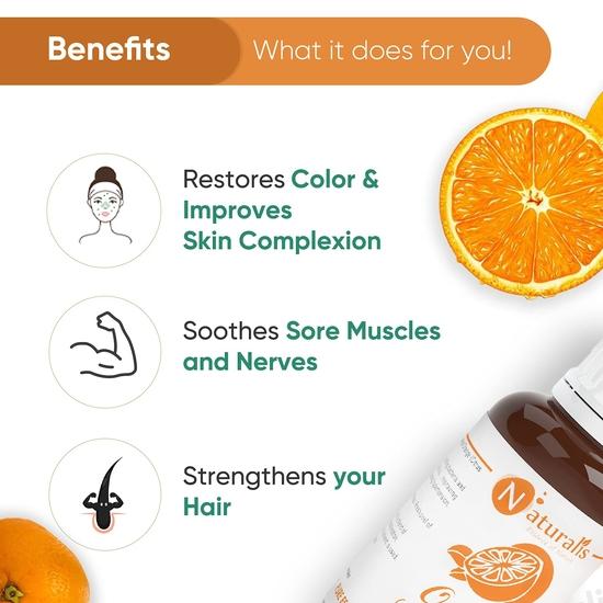 Naturalis Essence Of Nature Cold Pressed Orange Essential Oil Undiluted Pure And Natural Therapeutic Grade For Skin Care, Relief From Stress - 30Ml