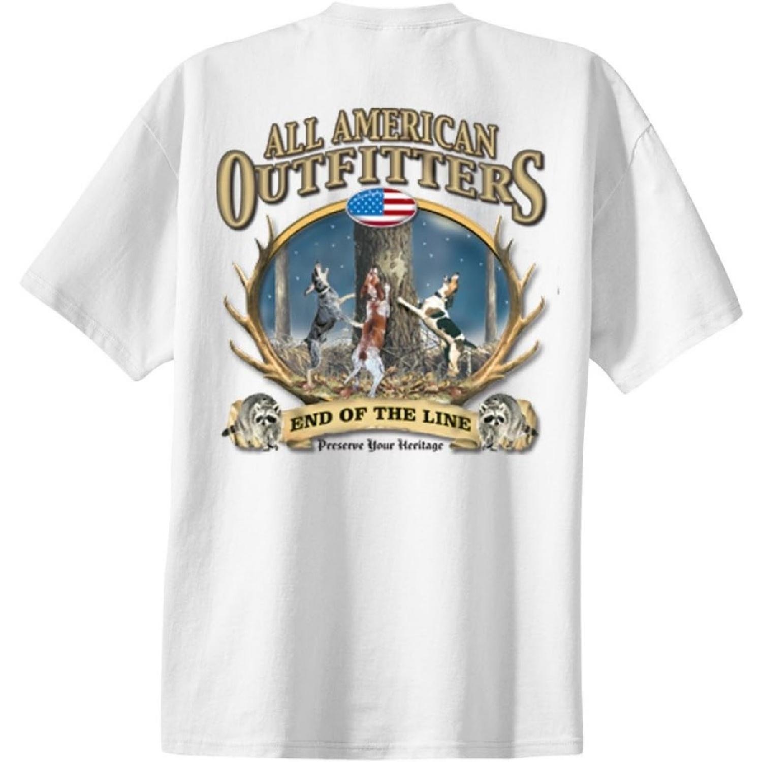 End of The Line Coon Hunting T-Shirt Coonhound Hound Dog Hunter Southern Rifle Outdoors Raccoon S