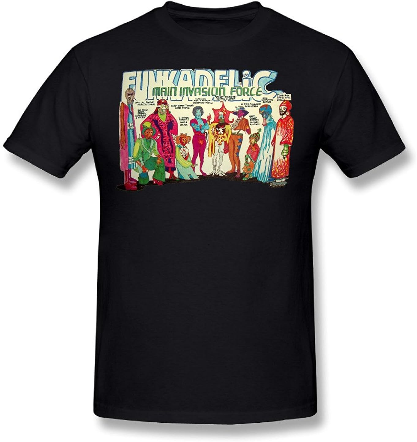 

Ruihua Men s Funkadelic Art Band Logo T-shirt Black S разноцветный