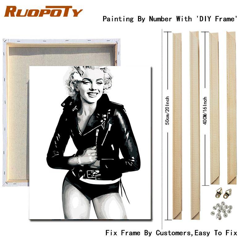 RUOPOTY Modern Women Painting By Numbers Kits For Adults Hand Painted Figure Picture Canvas Painting For Home Decoration 40x50cm
