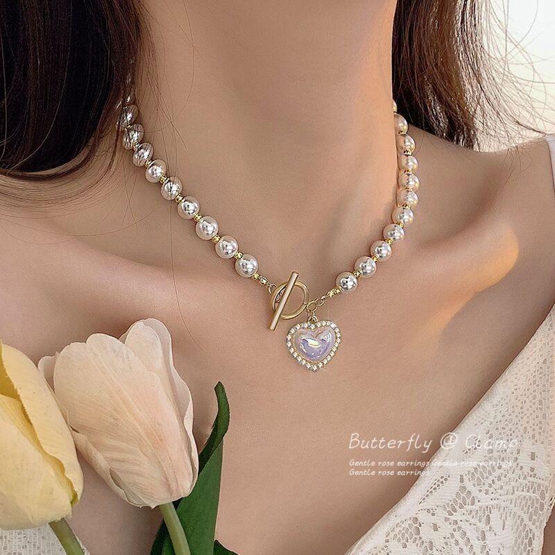 Love Pearl Necklace Women's Australian White Large Niche Design Choker Collarbone Chain Jewelry