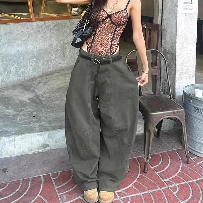 Women GreenY2k Baggy Jeans Harajuku 90s Vintage Bent Knife Denim Trousers Japanese 2000s Style Jeans Pants Oversize Clothes