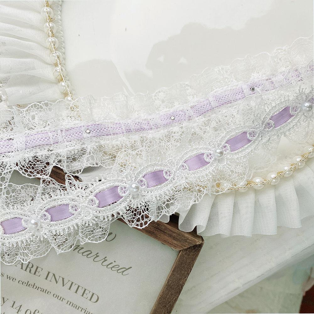 1 Yard Lolita Lace Bow Pleated Ribbon Lace DIY Clothing Accessories Curtains Home Decoration Accessories 4cm Wide
