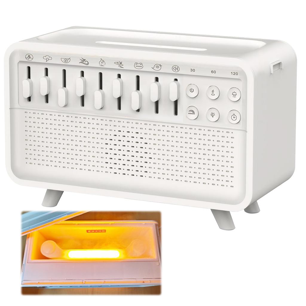 LED White Noise Speaker with 8 Nature Sounds Portable BT Speaker Timer Essential Oils Humidifier for Bedroom Living Room Bedside