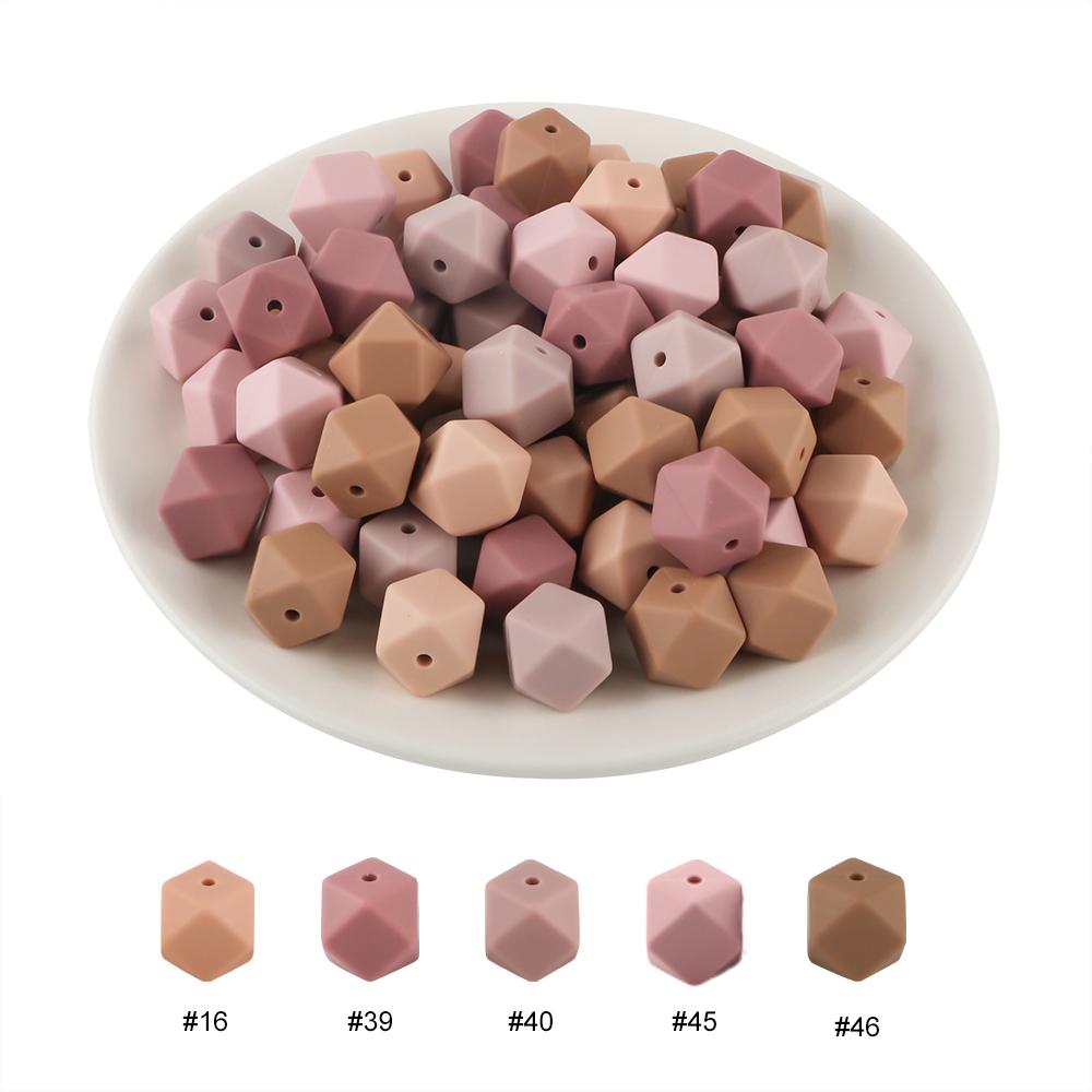 10Pcs 14mm Printed Hexagon Silicone Beads Leopard Bead For Jewelry Making DIY Beadable Pen Keychain Bracelet Accessories
