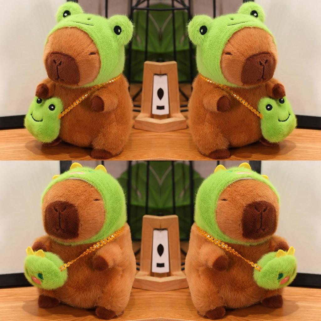 Capybara Toy Plush Cute Frog Dinosaur Hat Backpack Funny Sleep Doll Comfort