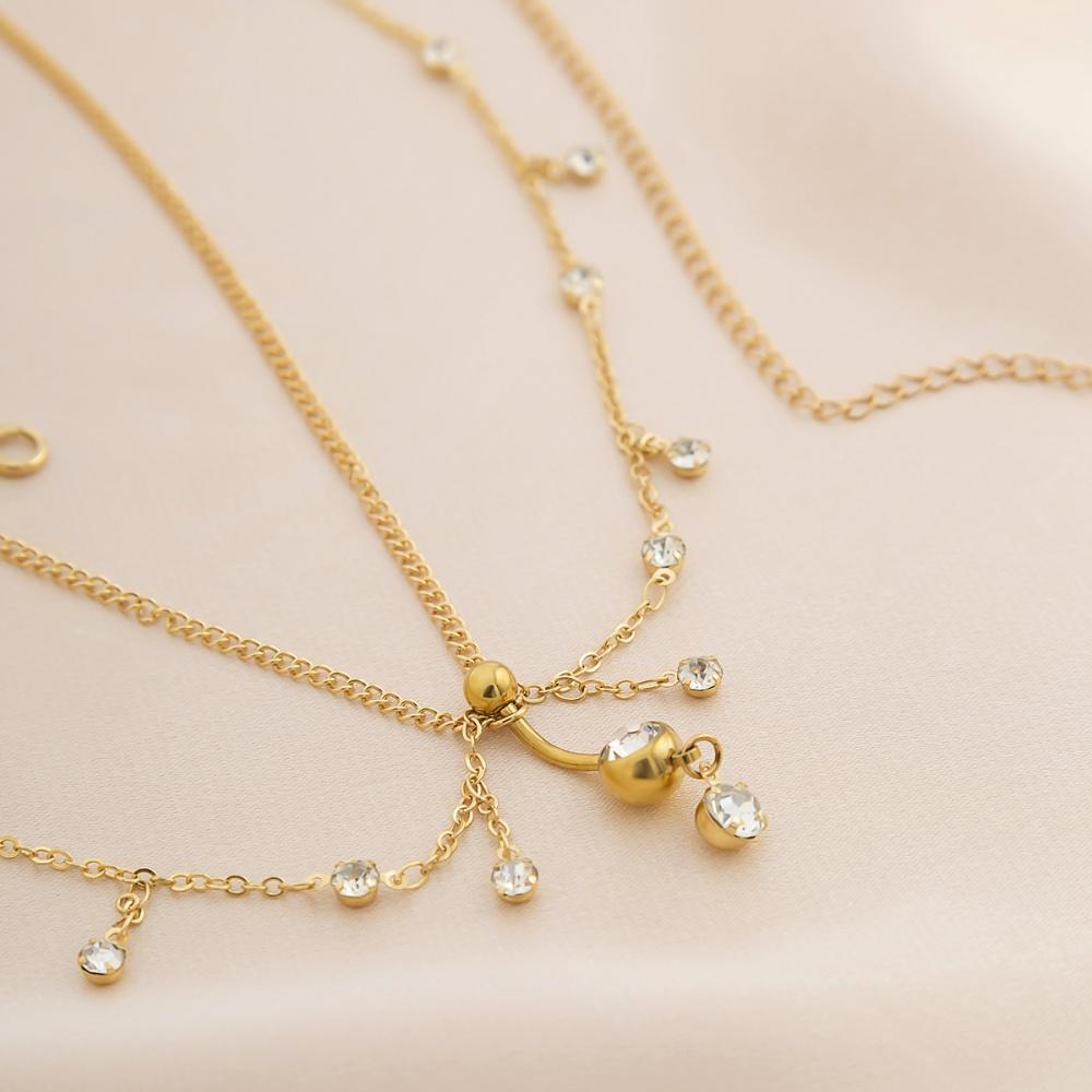 Geometric Water Drop Sparkling Zircon Tassel Waist Chain Women Classic Fashion Sexy Beach Zircon Navel Nails Body Chain Jewelry