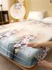 1 Simple Modern Plant Flower Printed Matte Fitted Sheet, Bedroom Printed Bed Cover, Bedding (Excluding Pillowcases)