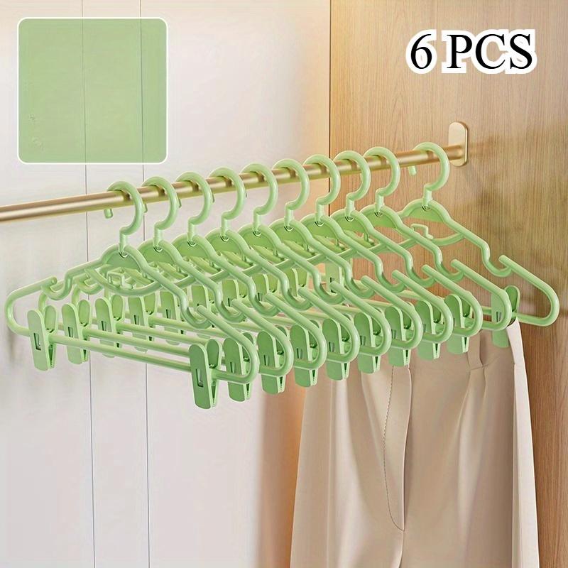 6pcs Clothes Hangers with Clips | Heavy Duty Plastic Closet Organizer Hooks for Laundry and Dorm Wardrobe | Durable Space-Saving