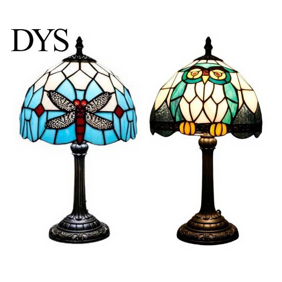 Soft Warm Light Fixture Tiffany Dragonfly Stained Glass Table Lamp, Vintage Blue Bedside Night Light, Style Ornament Decorative Atmosphere Lamp