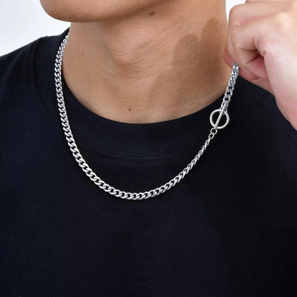 Vnox Stainless Steel Cuban Link Chain Choker Necklaces, Toggle Clasp Pendant Necklaces For Women Men, Minimalist Jewelry Gifts
