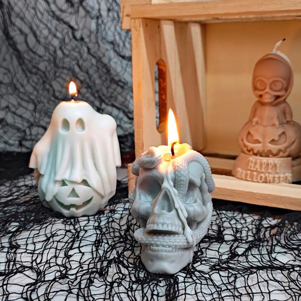 Nonstick Silicone Mold for Crafting 3D Halloween Theme Candle Home Desktop Decoration Mould Unique Gift Making Mold