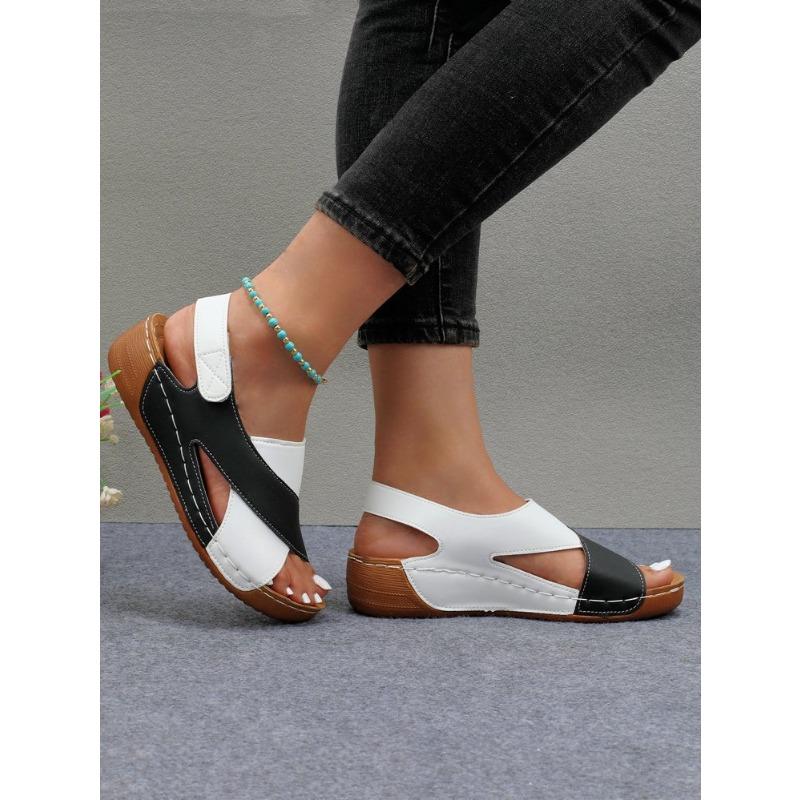 Large size wedge heel sandals women's summer new Velcro light outer wear Xiyin sandals women