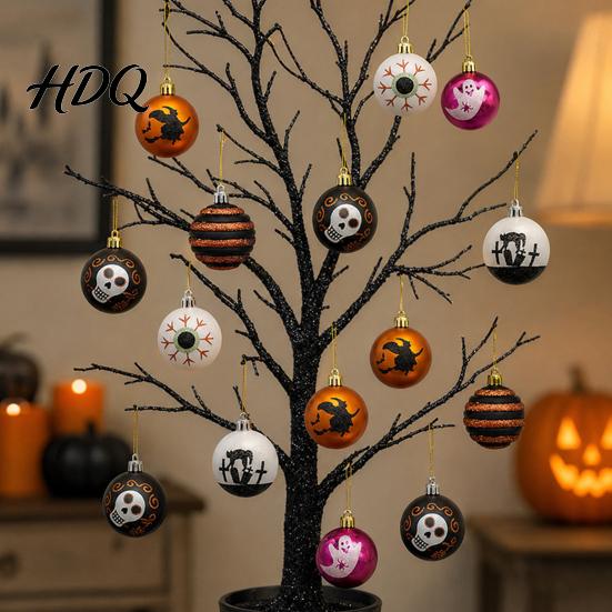 Must-have Halloween Decor 16 Pcs Hanging Ball Decor 6cm Skull Witch Eye Ornaments Decorations for Ghost Tree Spooky Window Yard Haunted House Party