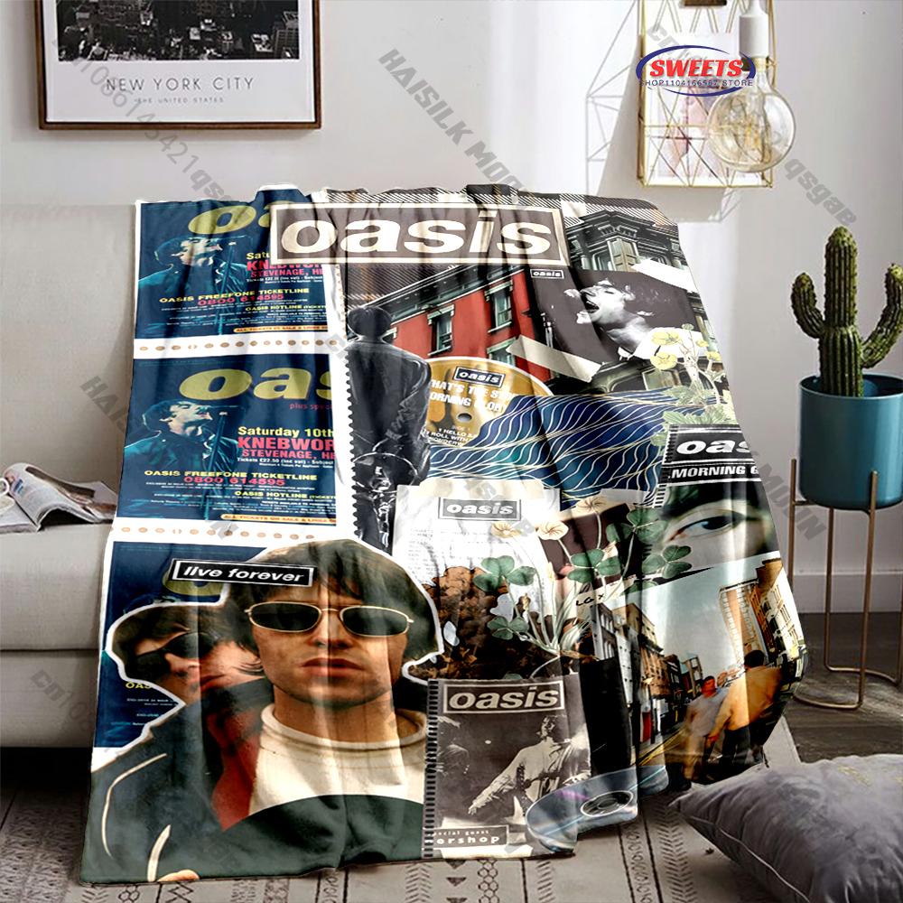 6 Sizes Classic Band Theme 0asis Pattern Printed Blanket,Throw for Bed, Couch & Travel- Ultra Soft & Cozy Gift for Friend Family