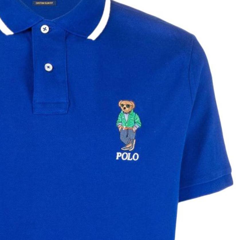 Polo Ralph Lauren SS22 Classic Bear Embroidered Short Sleeve Polo Shirt Men Tops Blue 710867573001