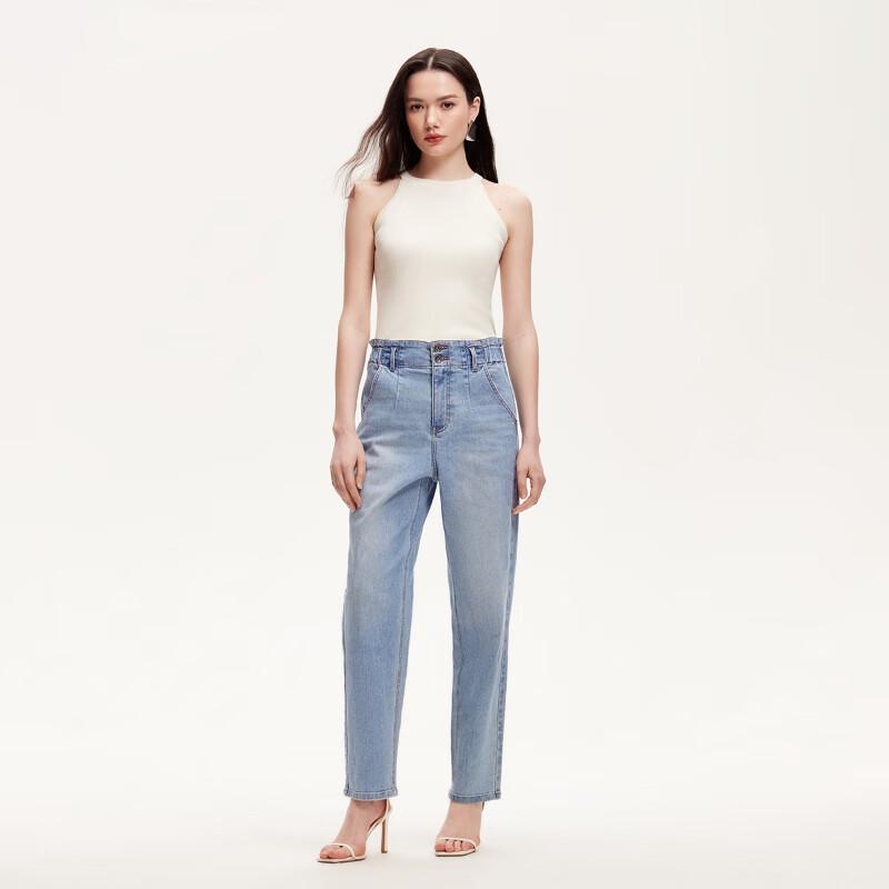 

VEROMODA 2025 Summer High-Waist Cropped Jeans with Contrast Stitching M