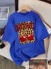 Leopard Cherry Creative Design Womens Tee Shirts Cotton Casual T Shirt Summer O-Neck Streetwear Soft Oversized Short Sleeve