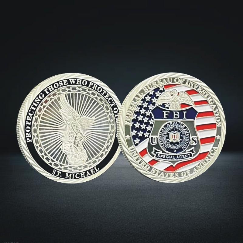 1PC United States Federal Bureau of Investigation Souvenir Gold Plated Coin Collection ST. Micheal Commemorative Coin Challenge Coin