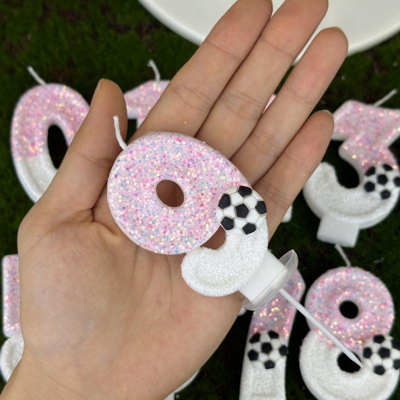 Cross-Border Temu Xi Yin Sports Football Digital Birthday Candle Party Decorations Handmade Birthday Candles