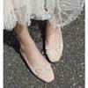 Autumn new shallow mouth square head evening shoes versatile flat-soled fairy single shoes Doudou shoes women's shoes ladyshoes