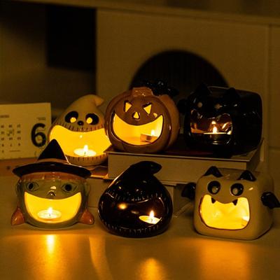 Kürbislaterne Halloween Lustiger Kerzenständer Keramik Aromatherapie Kerzenhalter Heimparty Atmosphäre Schreibtischdekoration