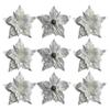 5 Pack Christmas Poinsettia Glitter Flower Ornaments in Colors