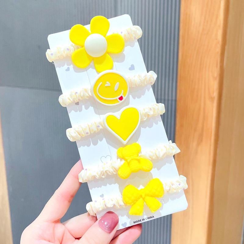 Cute Cartoon Hair Tie Set: 5-Piece Elastic Intestine Rings for High Ponytails & Buns