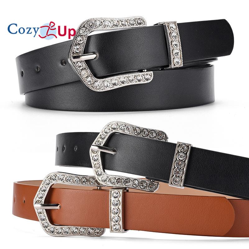 Elegant Rhinestone Inlaid Pin Buckle Belt Windbreaker Down Jacket Simple Decorative Belt Women