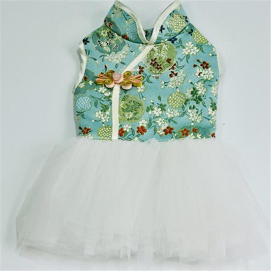 Haustier Tang Anzug Chinesischer Stil Verkleidung Hautfreundlich Haustierhunde Cheongsam Tüllkleid für Neujahr