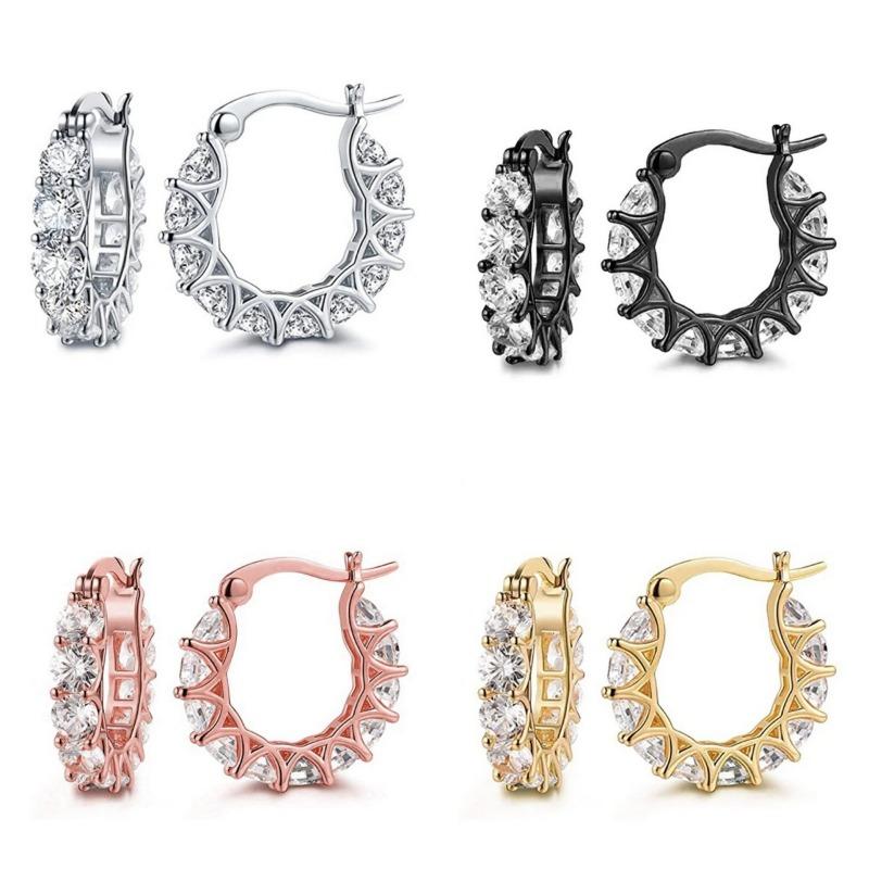 Diamond-inlaid U-shaped Earrings Texture Fashionable Earrings Light Luxury Versatile Zircon Earrings