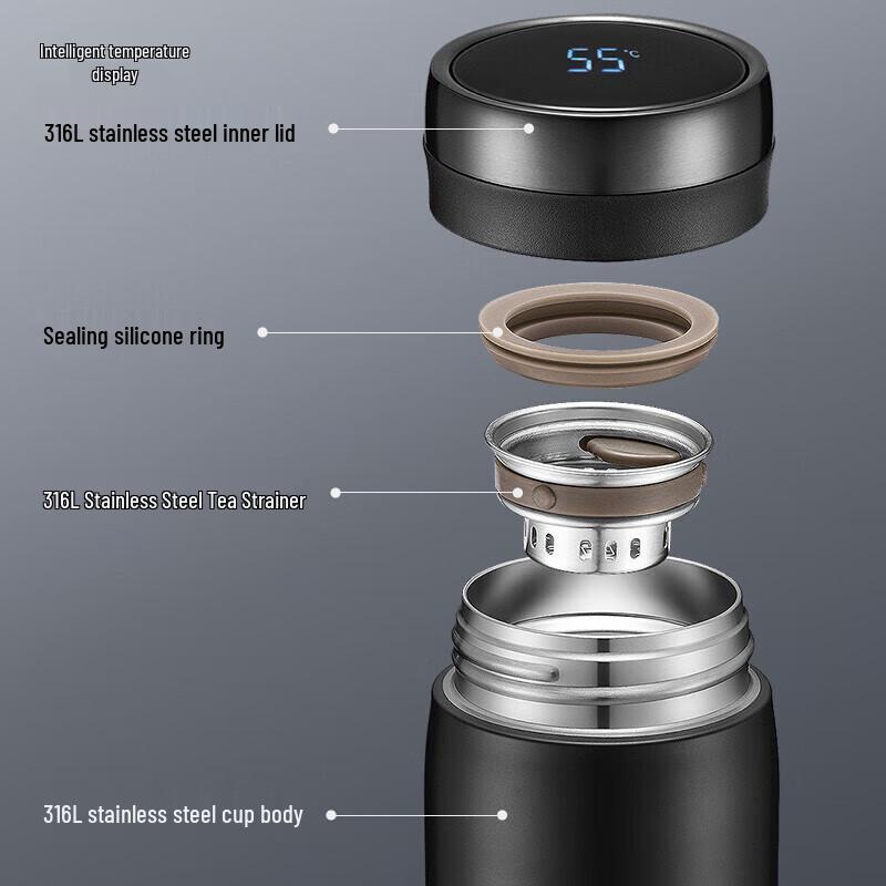 Supor Zhi Series Smart Temp Display 316L Stainless Steel Thermos - 500ml