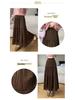 Pleated Suede Velvet A-line Skirt with Elastic High Waist