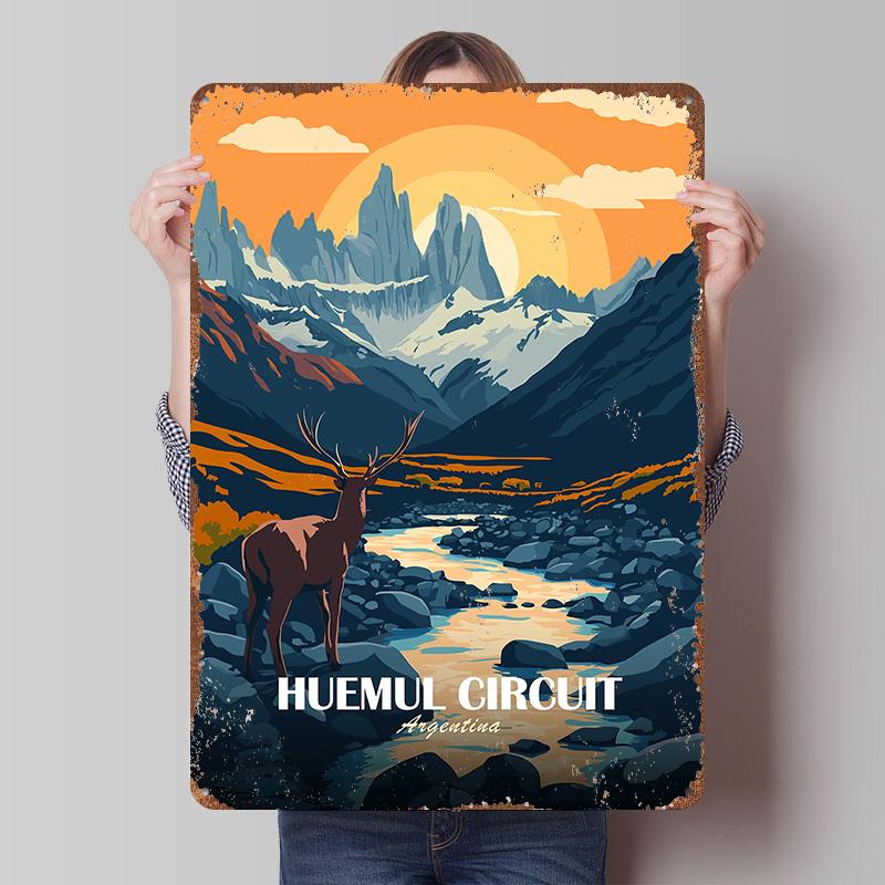 

Huemul Circuit Argentina Landscape Tinplate Poster Customized Wall Art Vintage Retro Metal Signs for Man Cave Decoration Home 7.9x11.8In(20x30cm)