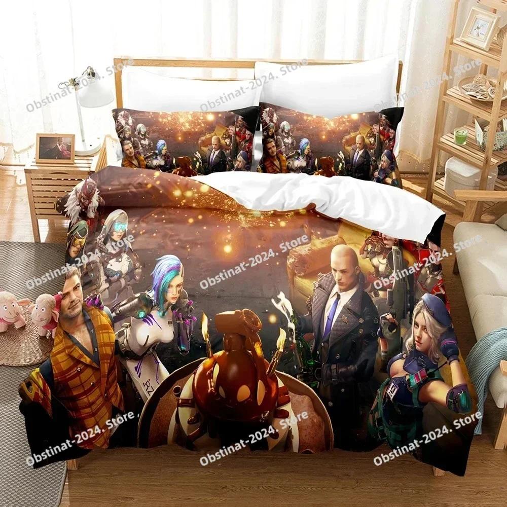 Free Fire Game Battlegrounds Bedding Set Printed single Comforter Quilt Bed Duvet Cover Pillow Case 3 Pieces Set Kids Adult Size