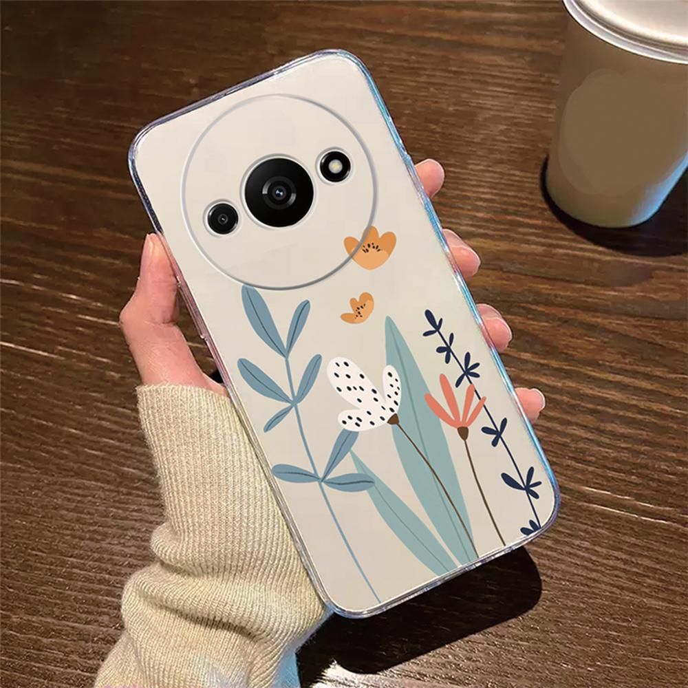 Rose Flower Oil Painting Pearl Phone Case Transparent Clear For Xiaomi Redmi A3 A1 A2 Plus A5 A3X Cover Silicone RedmiA3 6.71"