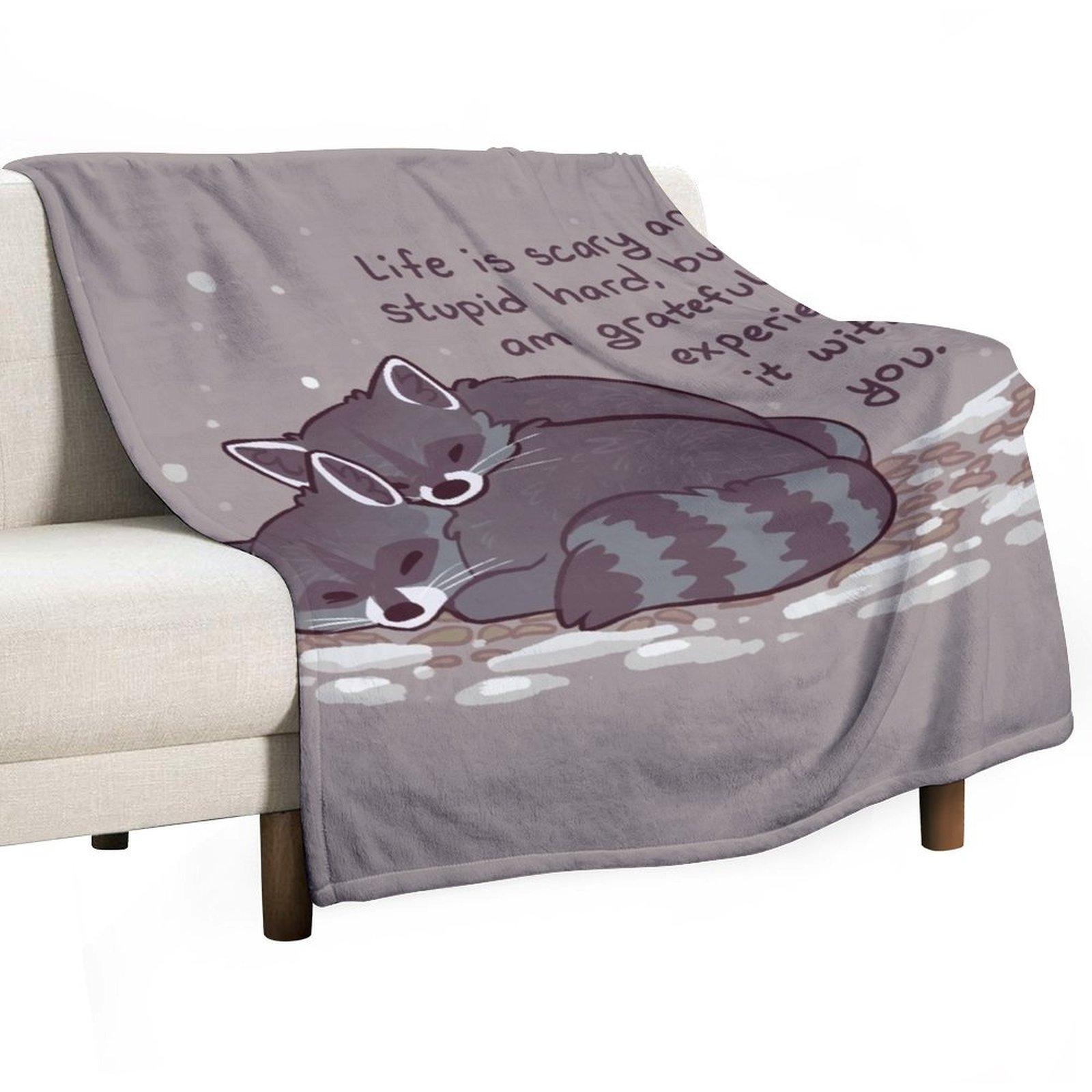 I Am Grateful to Experience it With You Snuggly Raccoons Throw Blanket halloween For Baby Thermals For Travel Warm Blankets 30x40in