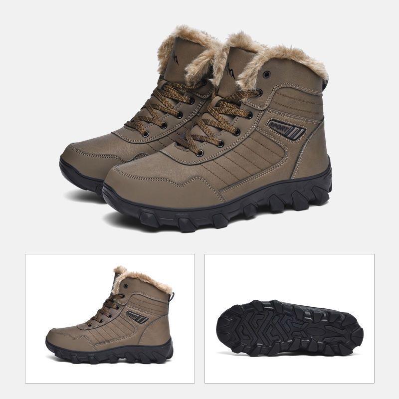 Men's Winter Plus-Size Fleece-Lined, Thick-Soled Snow Boots: Non-Slip, Waterproof, and Warm High-Top Ankle Boots