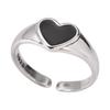 Sweet And Cool Epoxy Black Love 925 Sterling Silver Jewelry Personality Heart Shaped Fashion Temperament Opening Rings TYB010