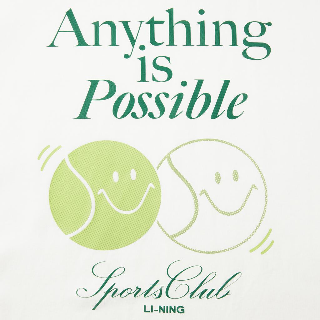 Li Ning Sports Trend Series Casual Minimalist Solid Color Round Neck Pullover Loose Short Sleeve T-Shirt Women T-Shirts Off-White AHSV192-1