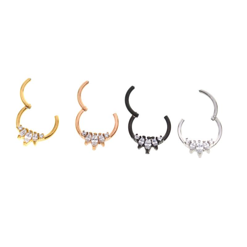 316L Stainless Steel Zircon Crown Nose Hoop Jewelry